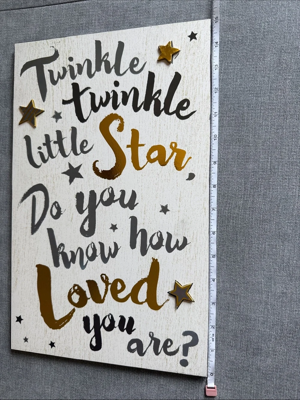Twinkle Little Star Gold & Gray Wall Sign Art   - Nursery Wall Decor